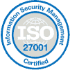 PCI, DSS compliant and ISO 27001 logos